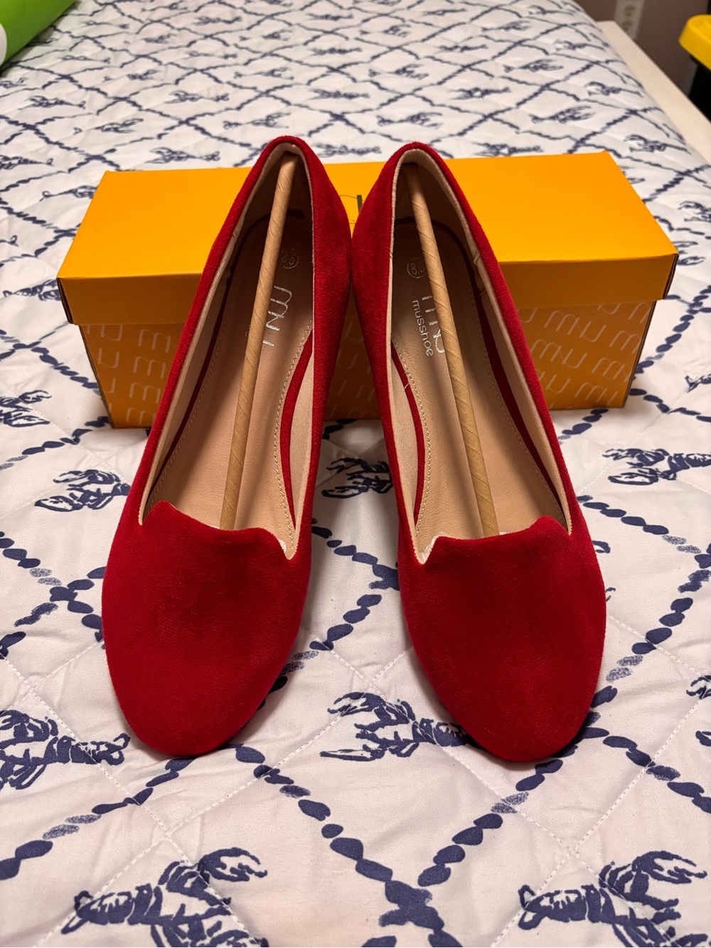 Red Suede Slip-On Flats